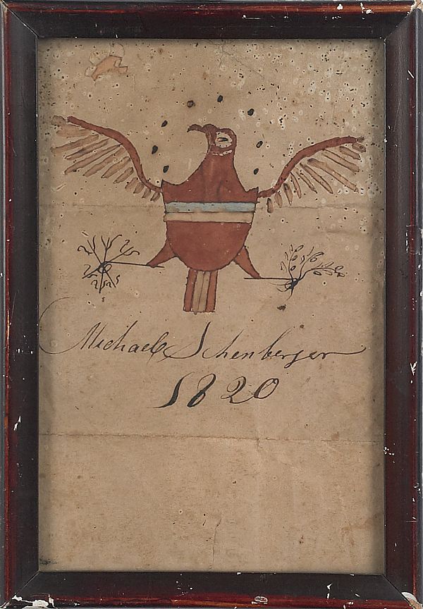 Watercolor drawing of an eagle inscribed