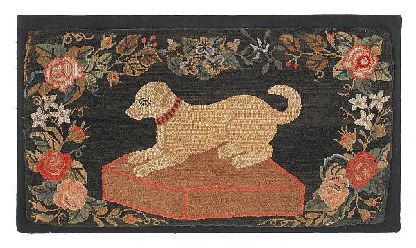American hooked rug of a dog early 175aa6