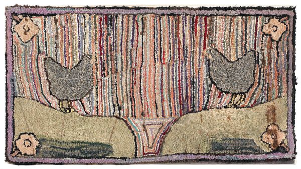 American hooked rug of chickens 175aaa