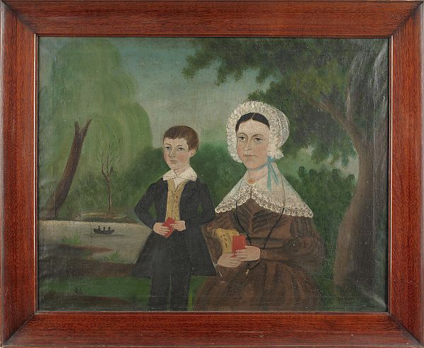 American oil on canvas folk portrait