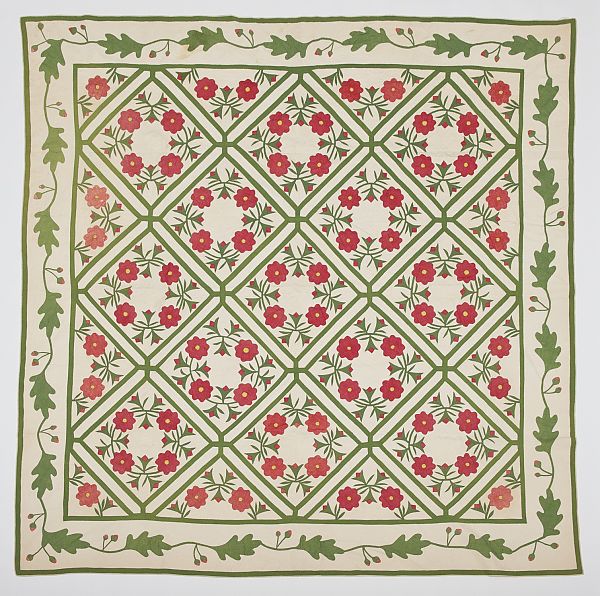 Rose appliqu quilt 19th c 94  175b21