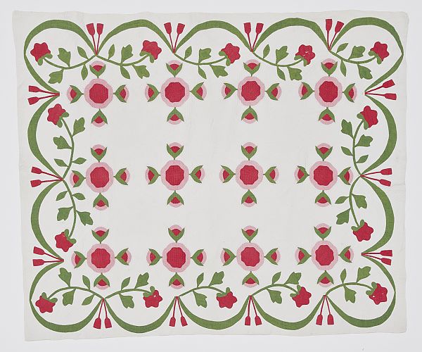 Rose appliqué quilt 19th c. with