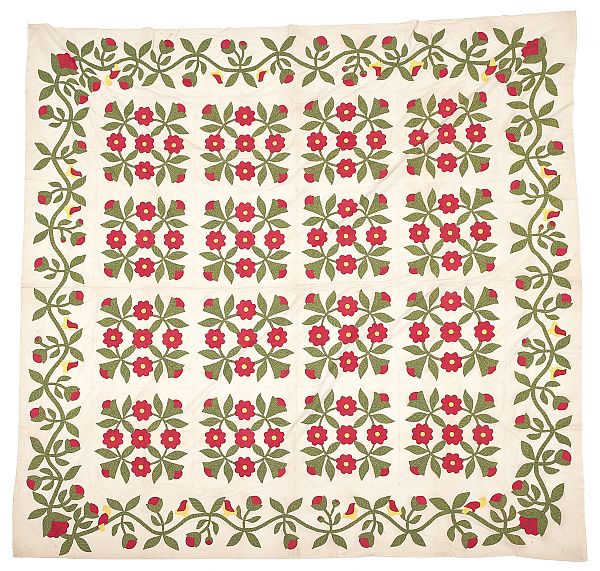 Appliqu Whig Rose variant quilt 175b26