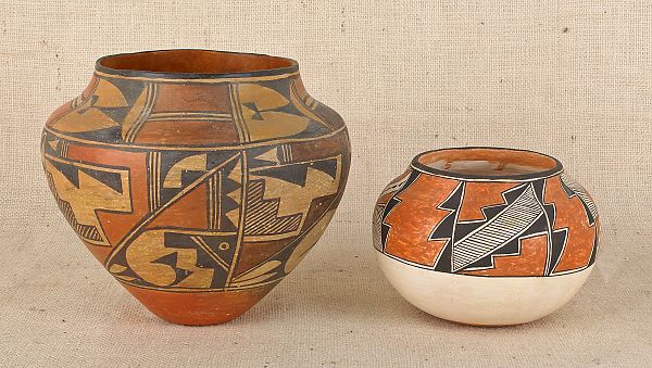 Two Acoma pottery ollas 8 h. and 5