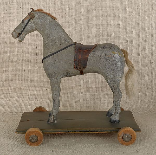 Carved and painted horse pull toy 175b96