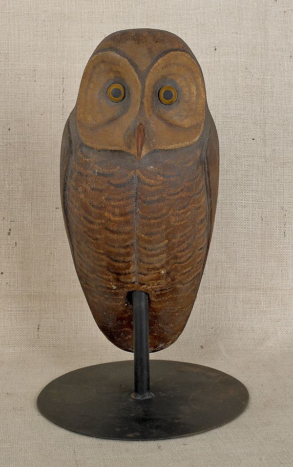 Carved and painted owl decoy 20th
