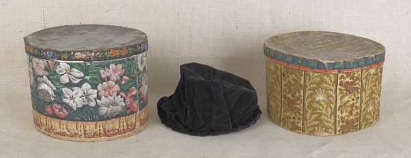 Two wallpaper hat boxes mid 19th 175ba3