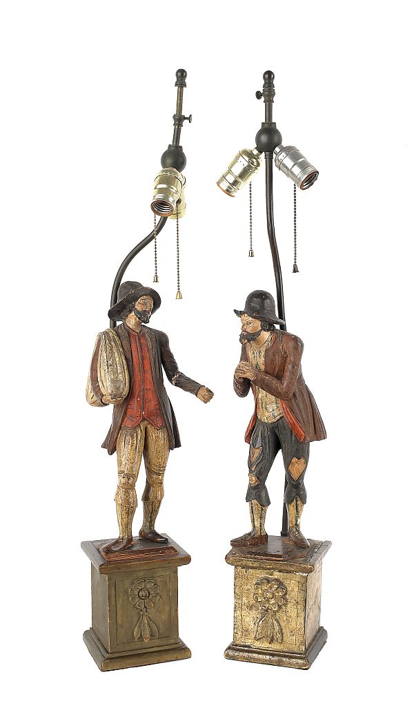 Pair of carved and painted figural