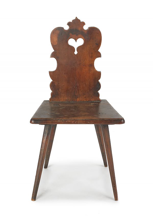 Moravian fruitwood plank seat chair 175c26