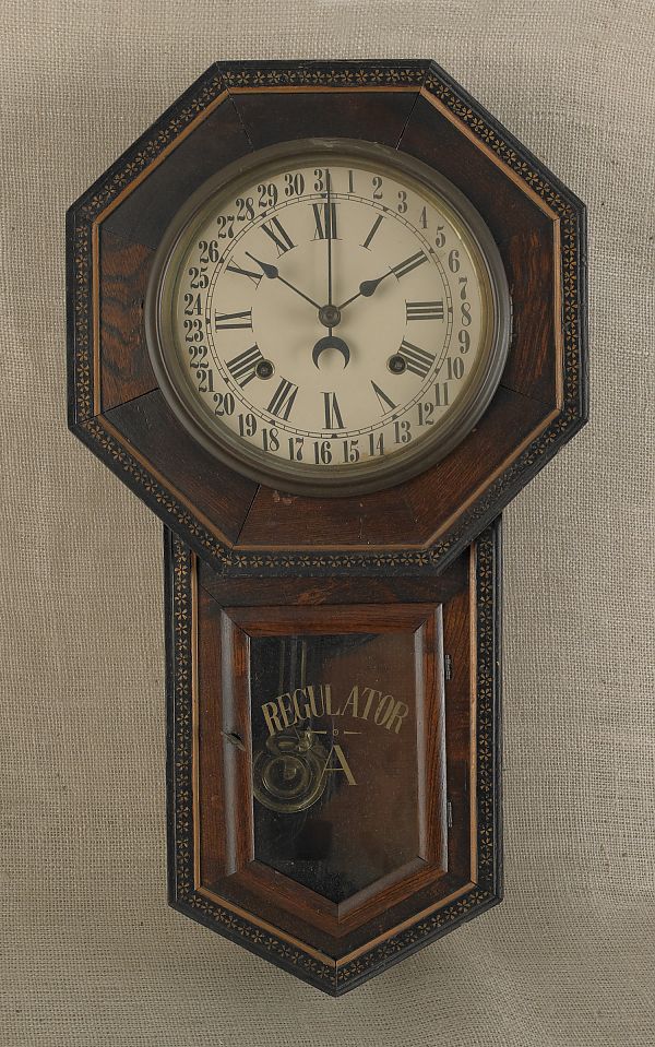 Oak regulator clock late 19th c.