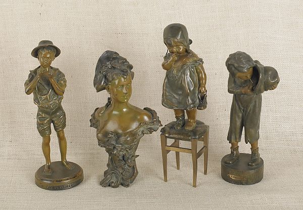 Four patinated white metal sculptures 175c46