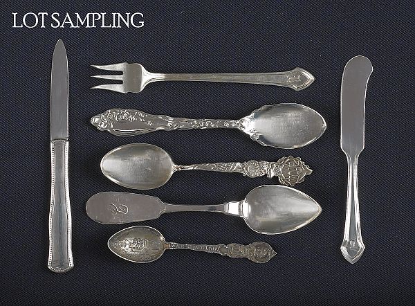 Group of coin and sterling silver flatware