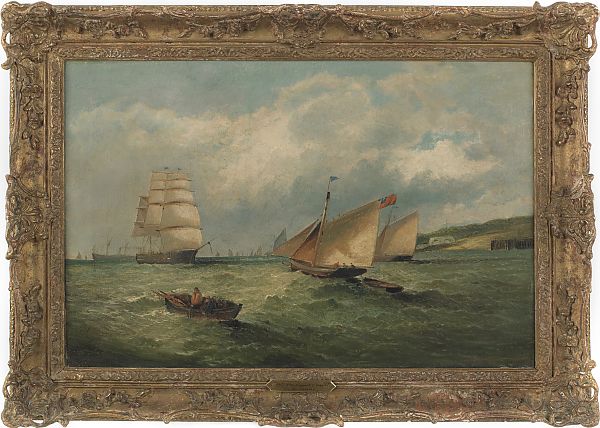 Oil on canvas seascape late 19th