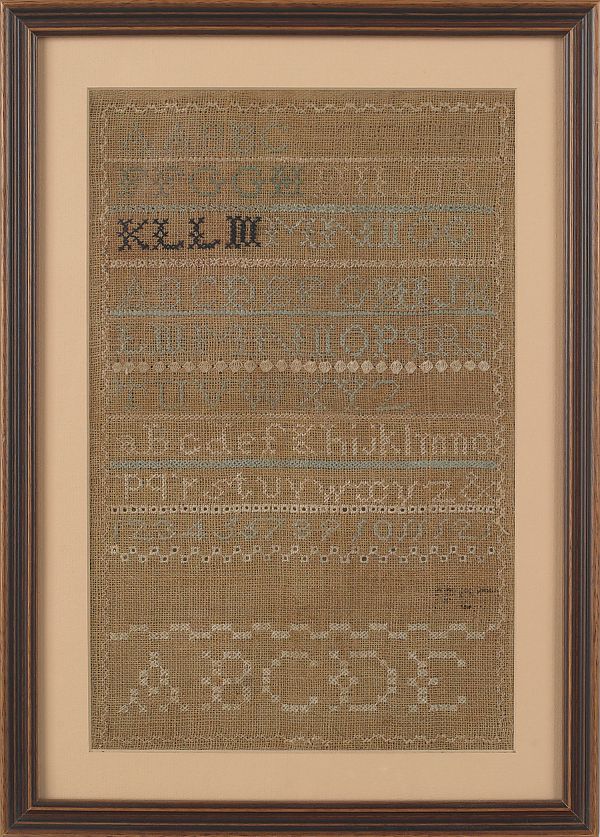 Silk on linen sampler dated 1834