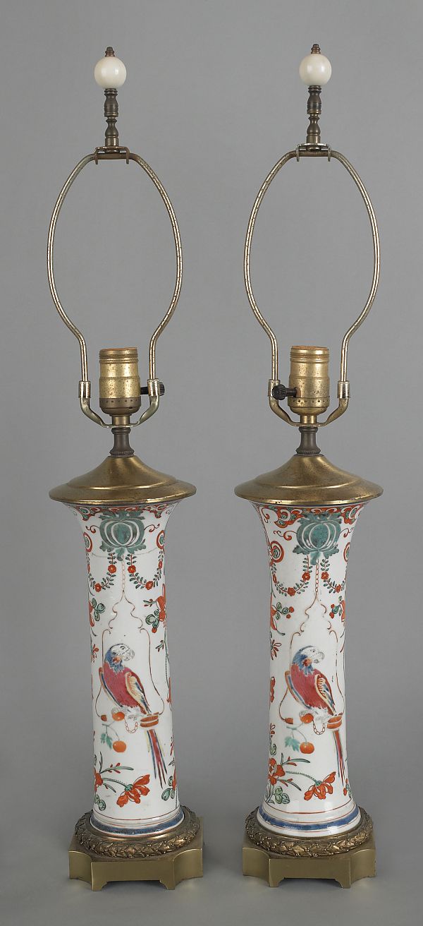 Four Chinese porcelain table lamps to