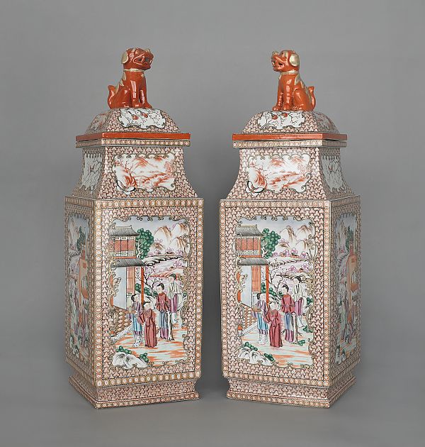 Pair of Chinese rose mandarin covered 175c78