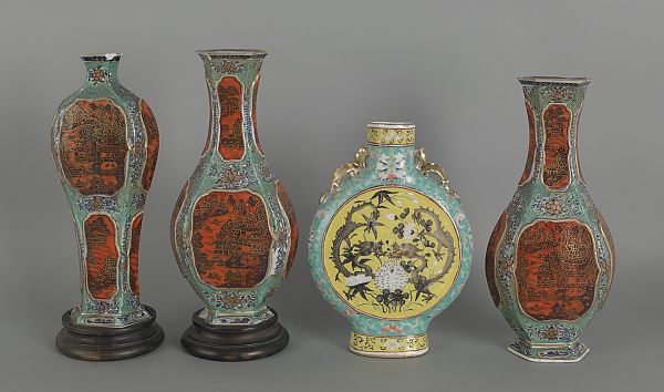 Three Chinese porcelain garniture