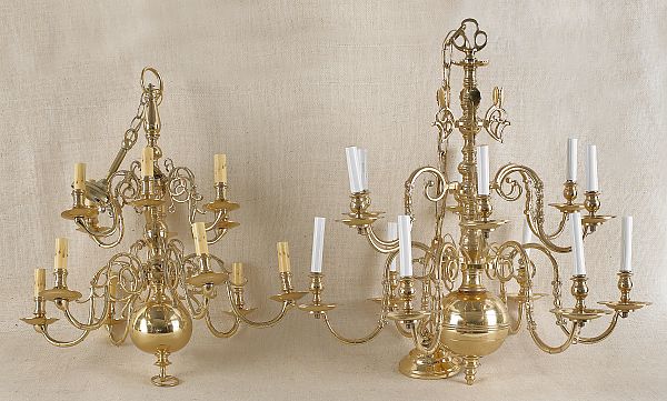 Two contemporary brass chandeliers 175c89