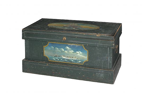 New England painted pine sea chest