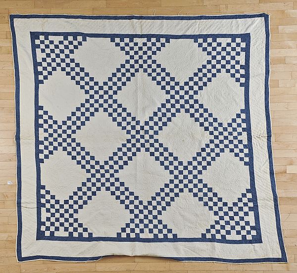 Two pieced Irish chain quilts 19th 175d02