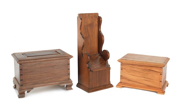 Two miniature walnut blanket chests