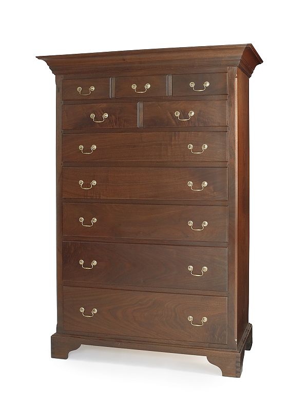 Chippendale style walnut tall chest