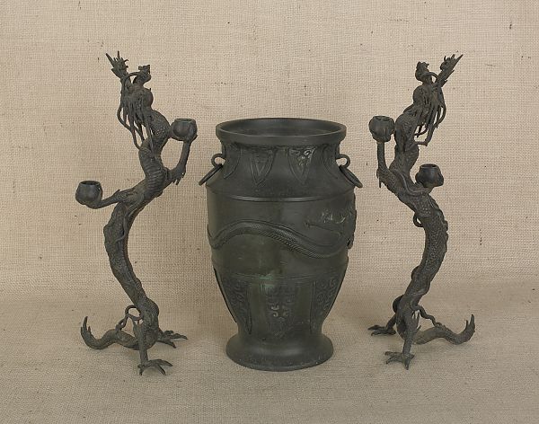 Pair of oriental bronze dragon