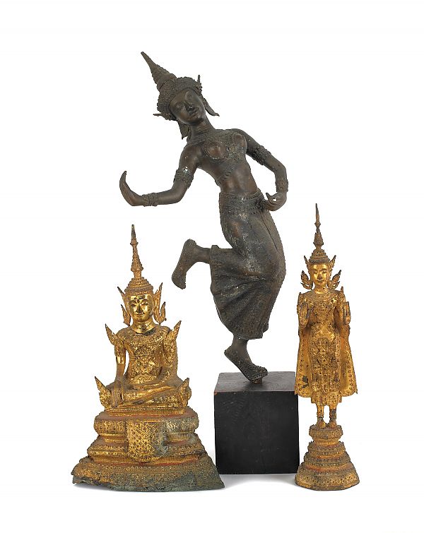 Three Southeast Asian bronze Buddhas