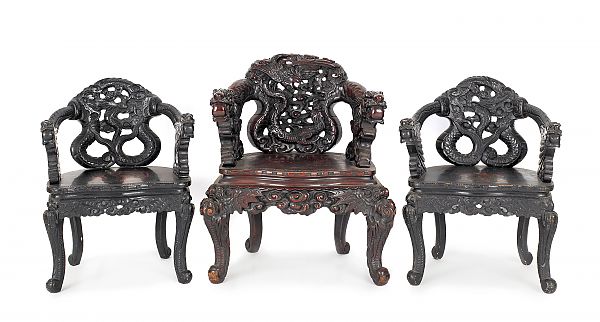 Chinese carved armchair together 175dad