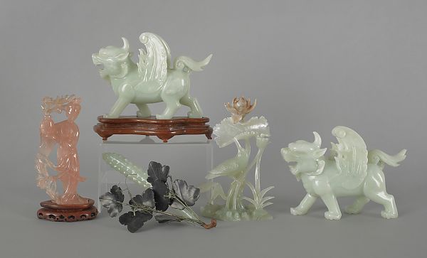 Pair of Chinese carved jade foo 175da4