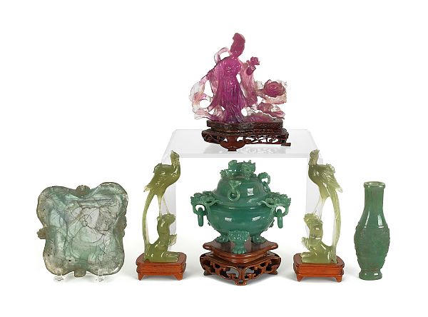 Six pieces of Chinese carved hardstone