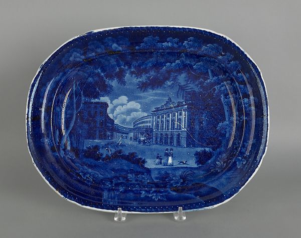 Historical blue Staffordshire platter 175dc0