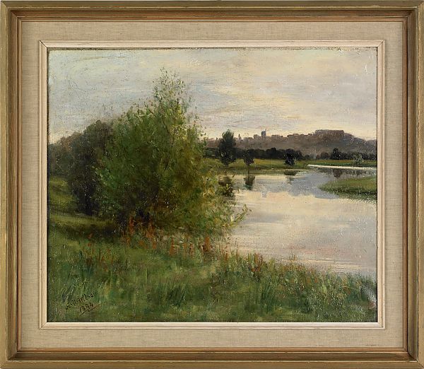 Oil on canvas landscape signed A.U.