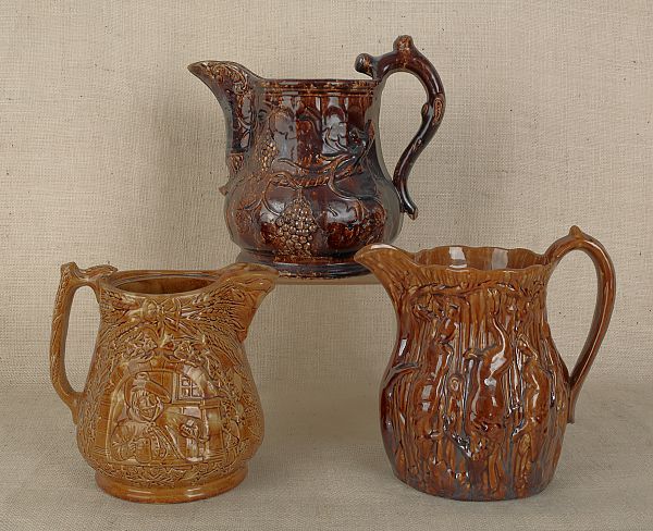 Three Rockingham glaze pitchers 175e10