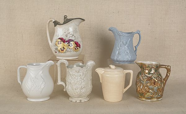 Six miscellaneous porcelain pitchers