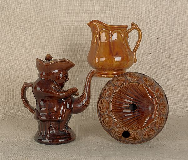 Three Rockingham glaze pottery 175e1c
