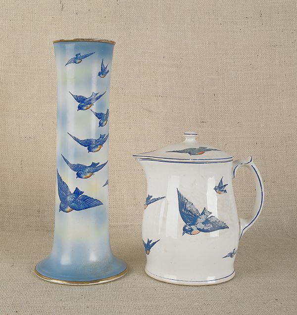 Three pieces of China with blue bird