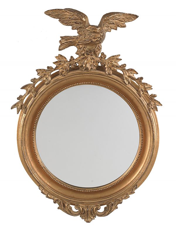 Contemporary gold leaf convex mirror 175e34