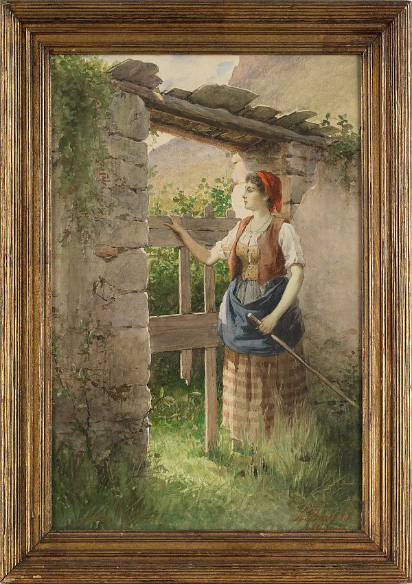 Italian watercolor of a peasant