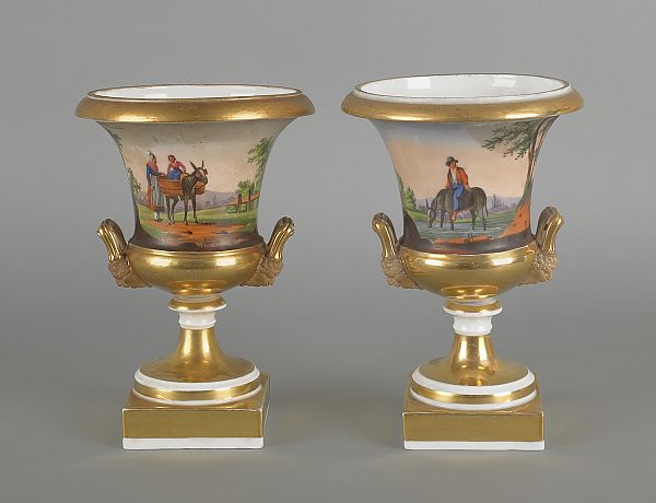 Pair of Paris porcelain urns ca. 1830