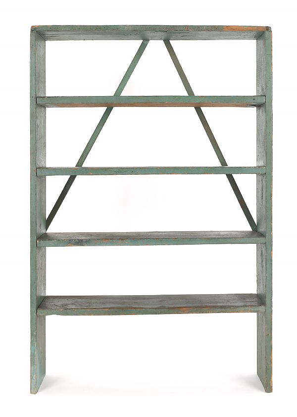 Painted open shelves together with