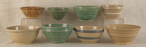 Eight pottery mixing bowls. ?