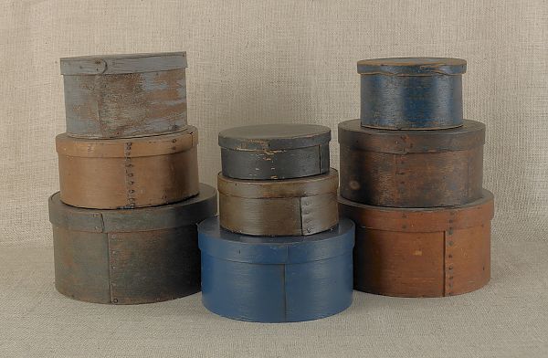 Nine painted bentwood pantry boxes 175ea9