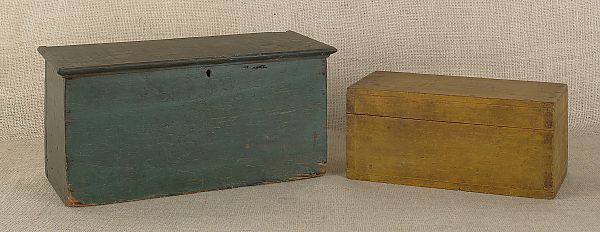 Two painted pine document boxes