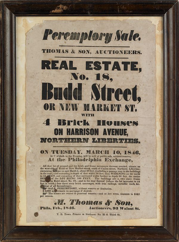 Pennsylvania auction sale bill dated