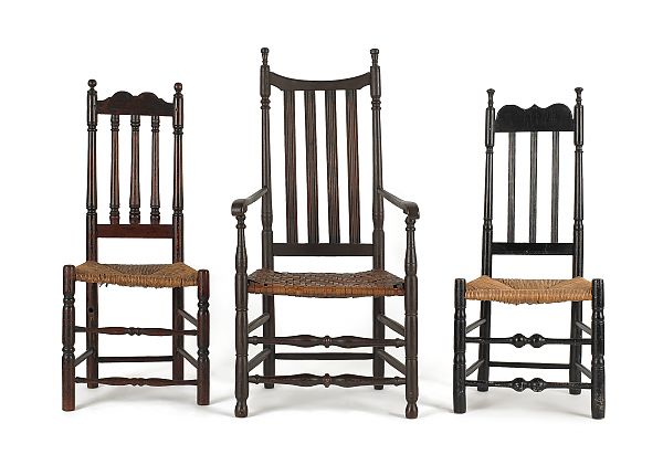 Three banisterback chairs late 175eee