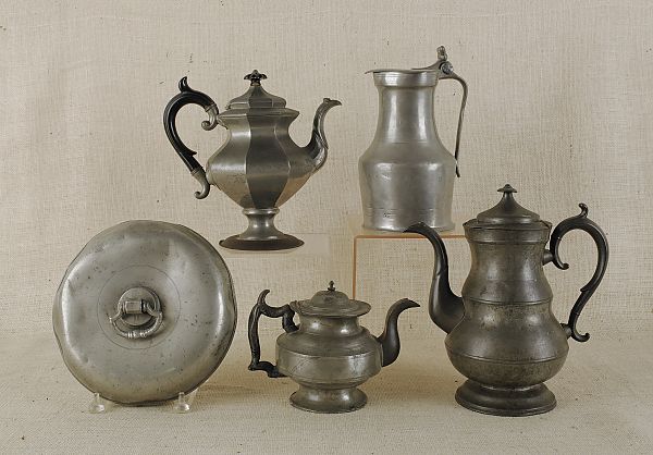 Five pieces of Continental pewter