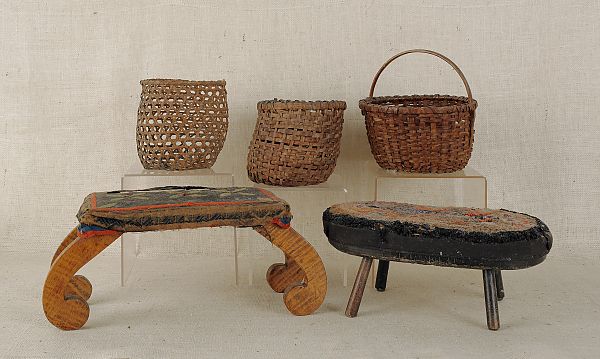 Three splint baskets 19th c tallest 175f0c