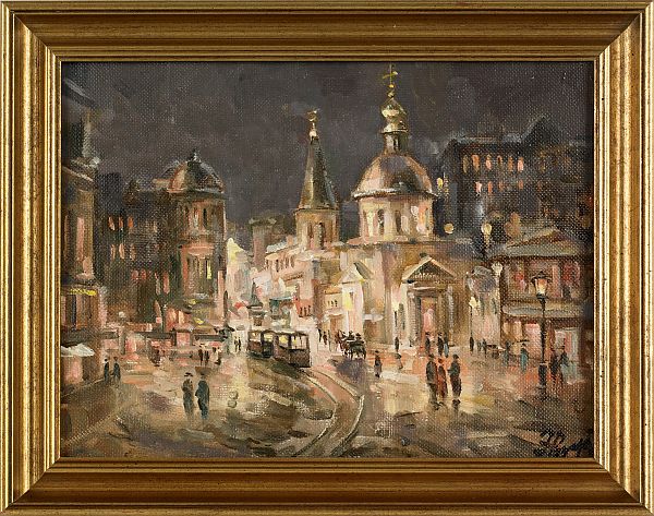 Russian oil on canvas city street 175f50