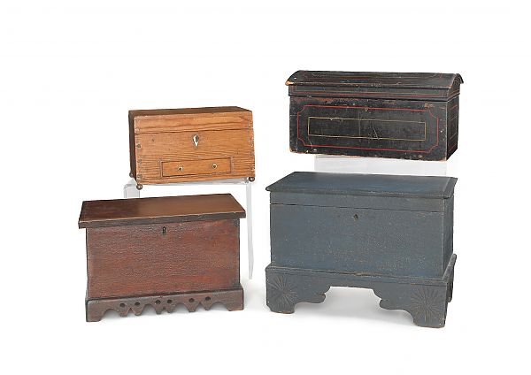 Four miniature chests 19th c. tallest